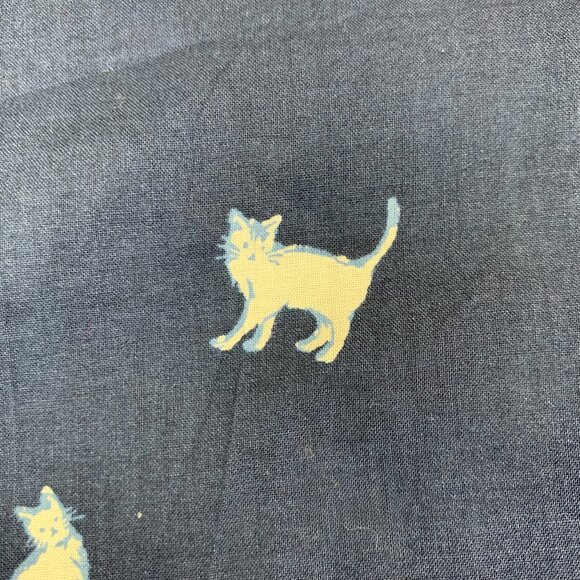 Naked & Famous Mens Shirt XL Navy Blue Hand Drawn Cats Button Up Short Sleeve - Picture 4 of 10